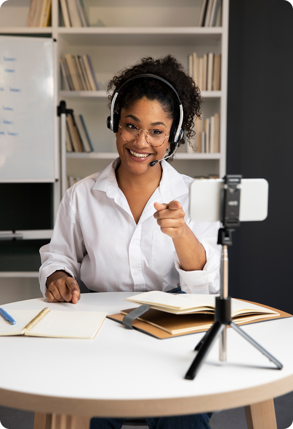 Student in online class